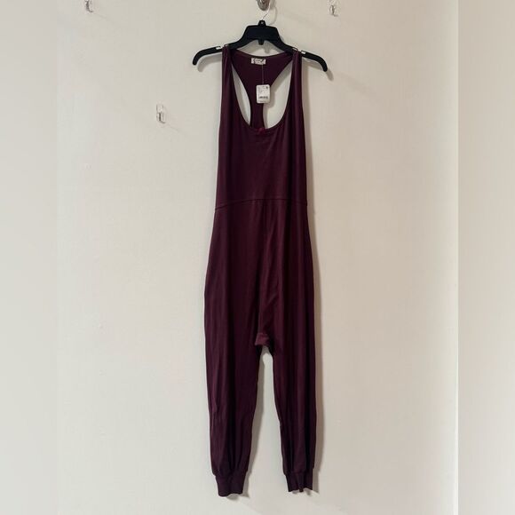 Free People Downtime Romper Wine Color M - Picture 2 of 4
